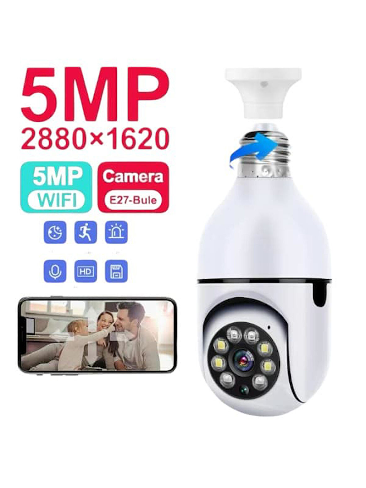 Çift Yönlü Sesli Duylu Kamera 360° Dönme Özelliği