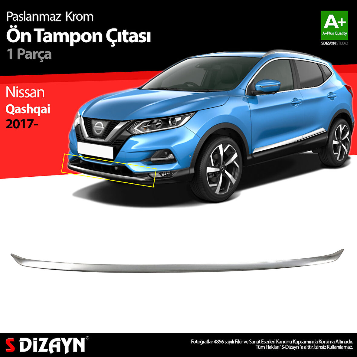 S-Dizayn Nissan Qashqai Krom Ön Tampon Çıtası 2017-2021