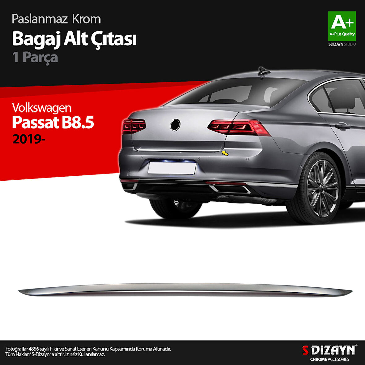 S-Dizayn VW Passat B8.5 Krom Bagaj Alt Çıtası 2019-2023