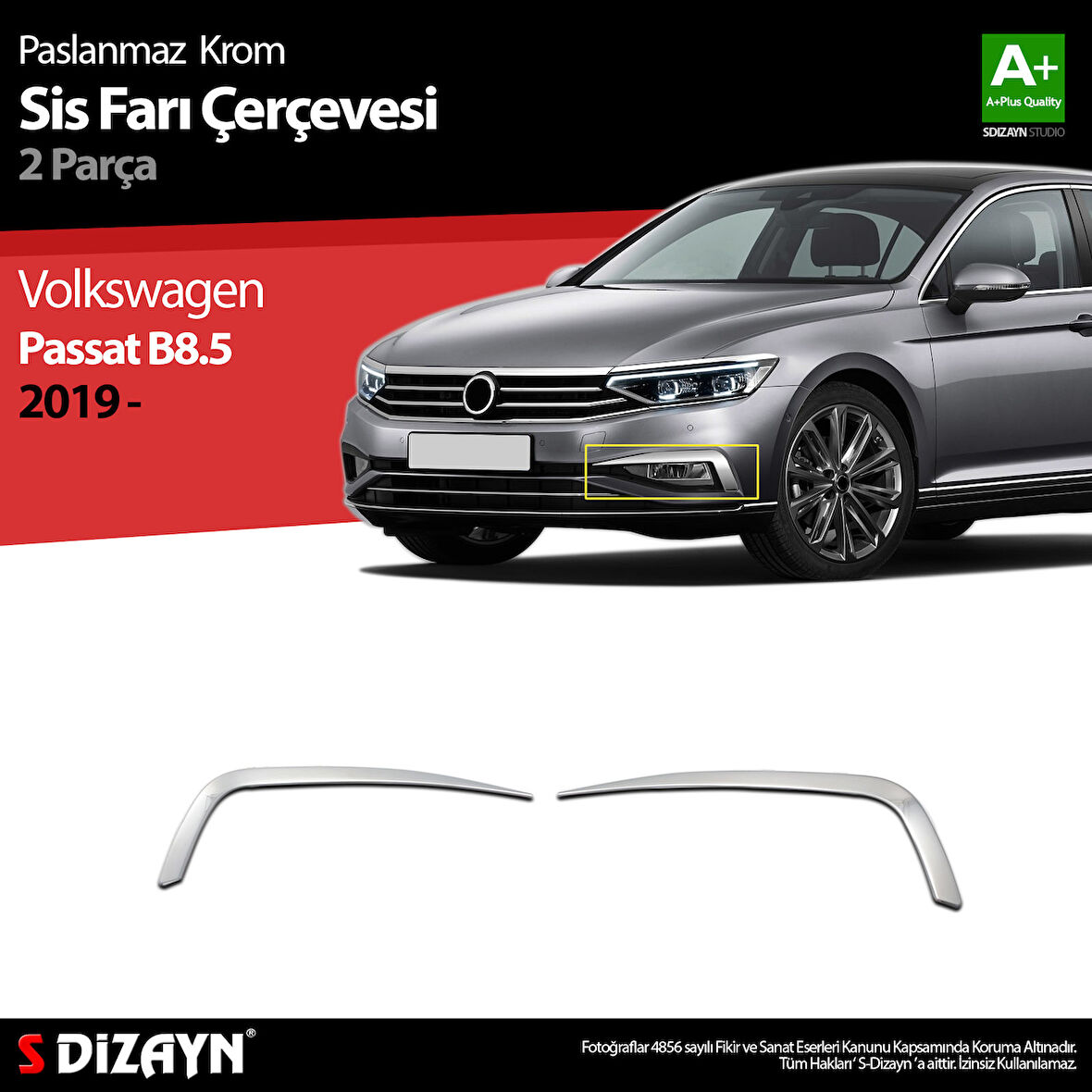 S-Dizayn VW Passat B8.5 Krom Sis Farı Çerçevesi 2 Parça 2019-2023