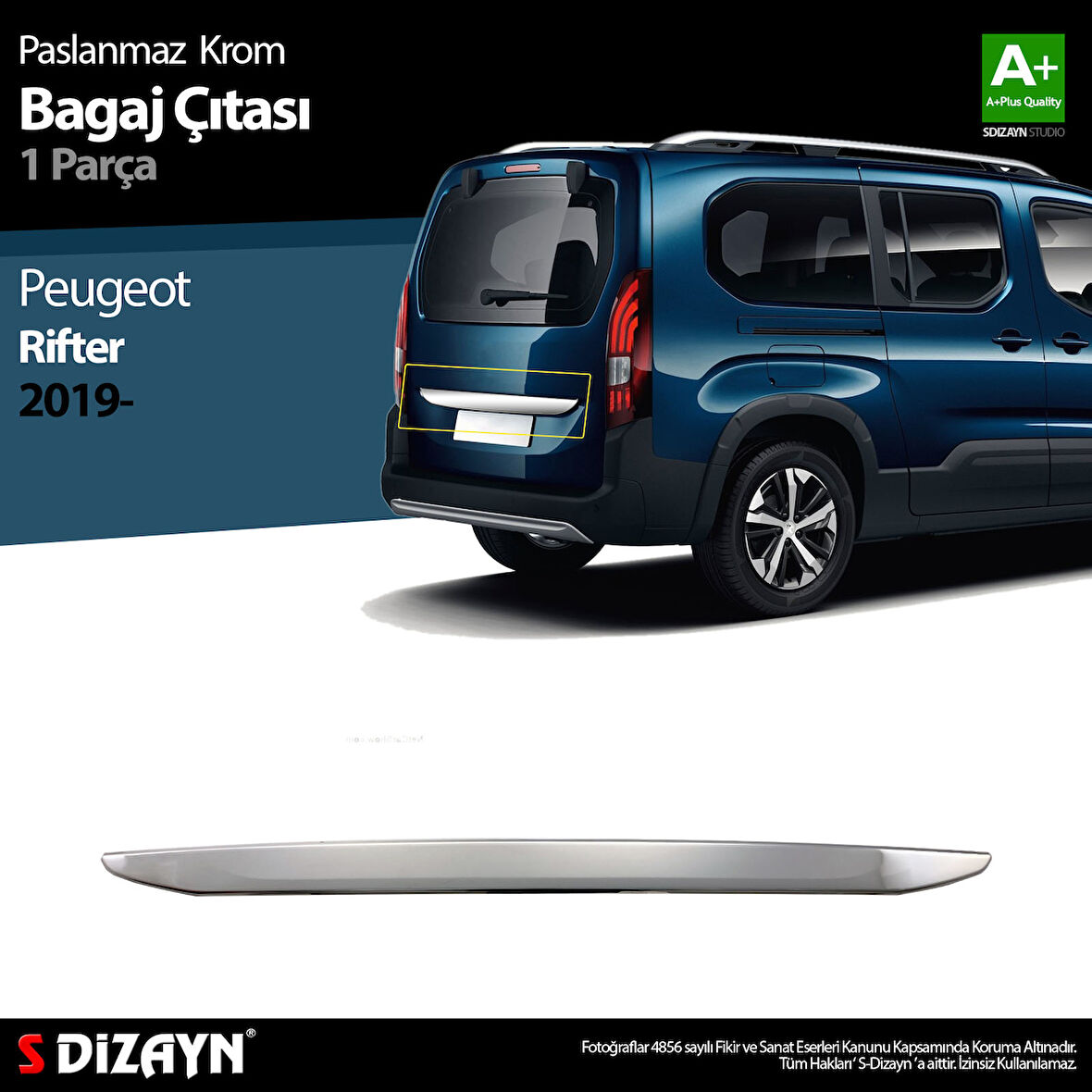 S-Dizayn Peugeot Rifter Krom Bagaj Çıtası 2019 Üzeri