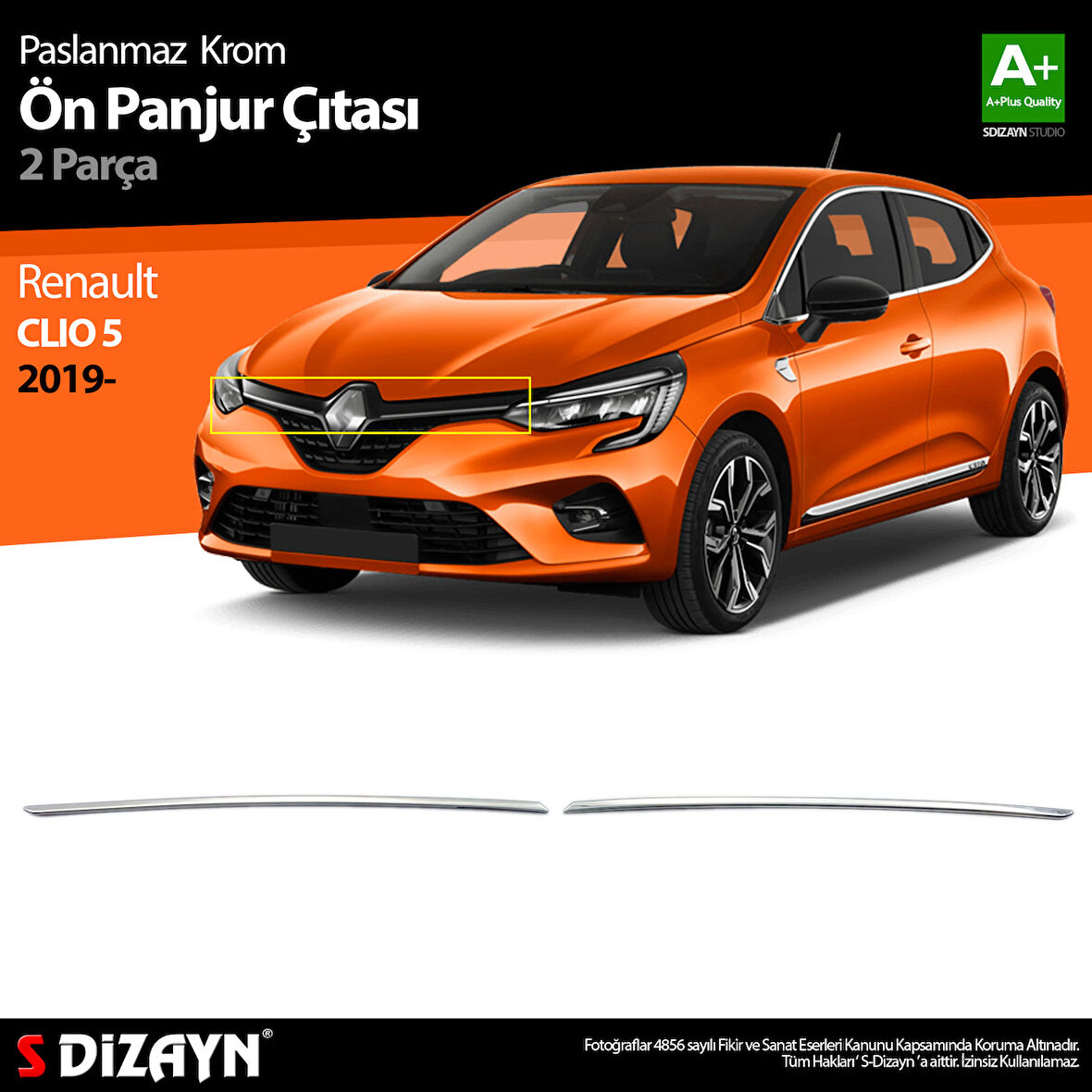 S-Dizayn Renault Clio 5 Krom Ön Panjur 2 Prç. 2019 Üzeri