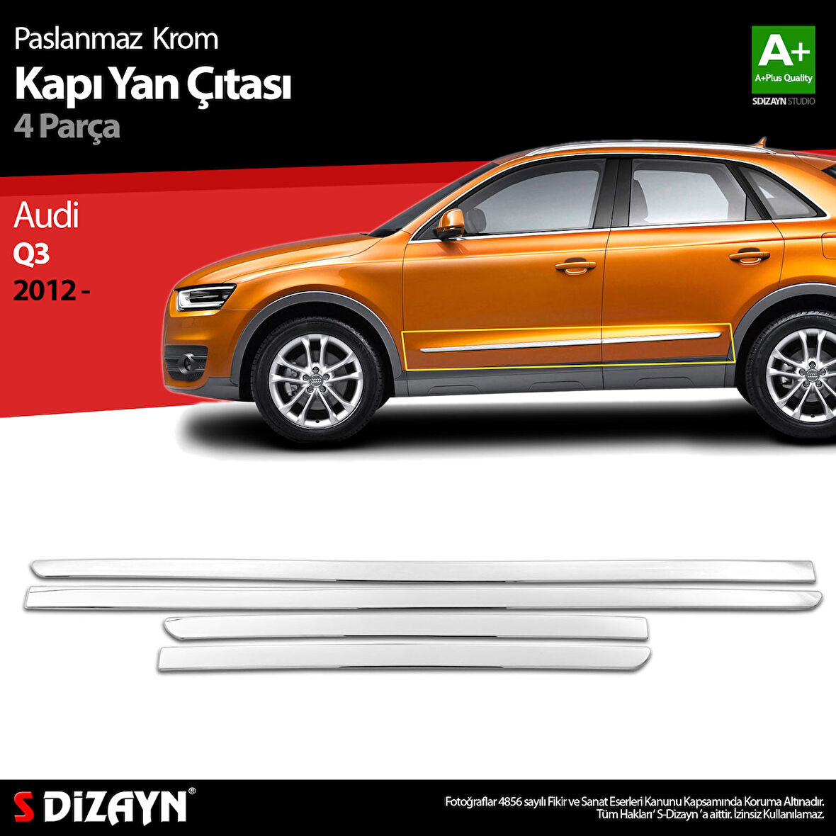 S-Dizayn Audi Q3 Krom Kapı Yan Çıtası 2012-2018