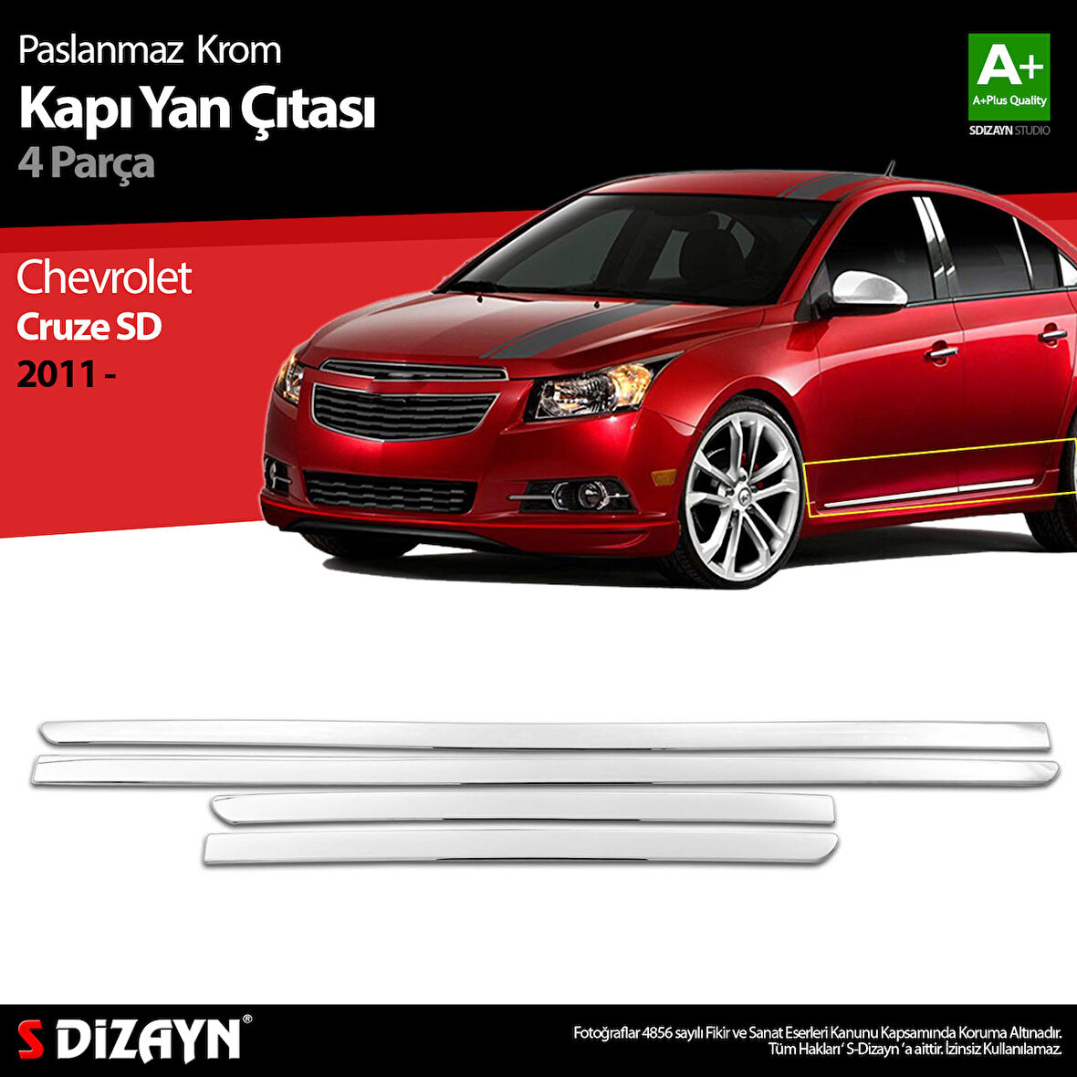 S-Dizayn Chevrolet Cruze SD Krom Kapı Yan Çıtası 2011-2019
