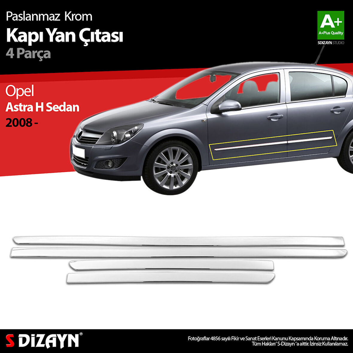 S-Dizayn Opel Astra H SD Krom Kapı Yan Çıtası 2008-2013