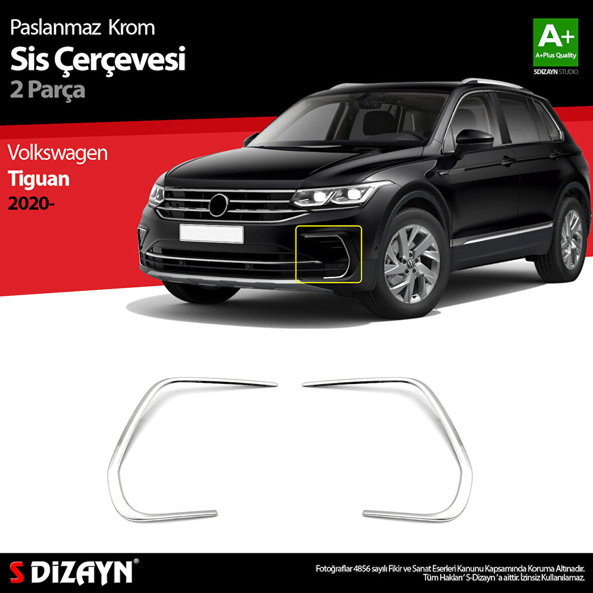 S-Dizayn VW Tiguan Krom Sis Çerçevesi 2 Prç. 2020-2024