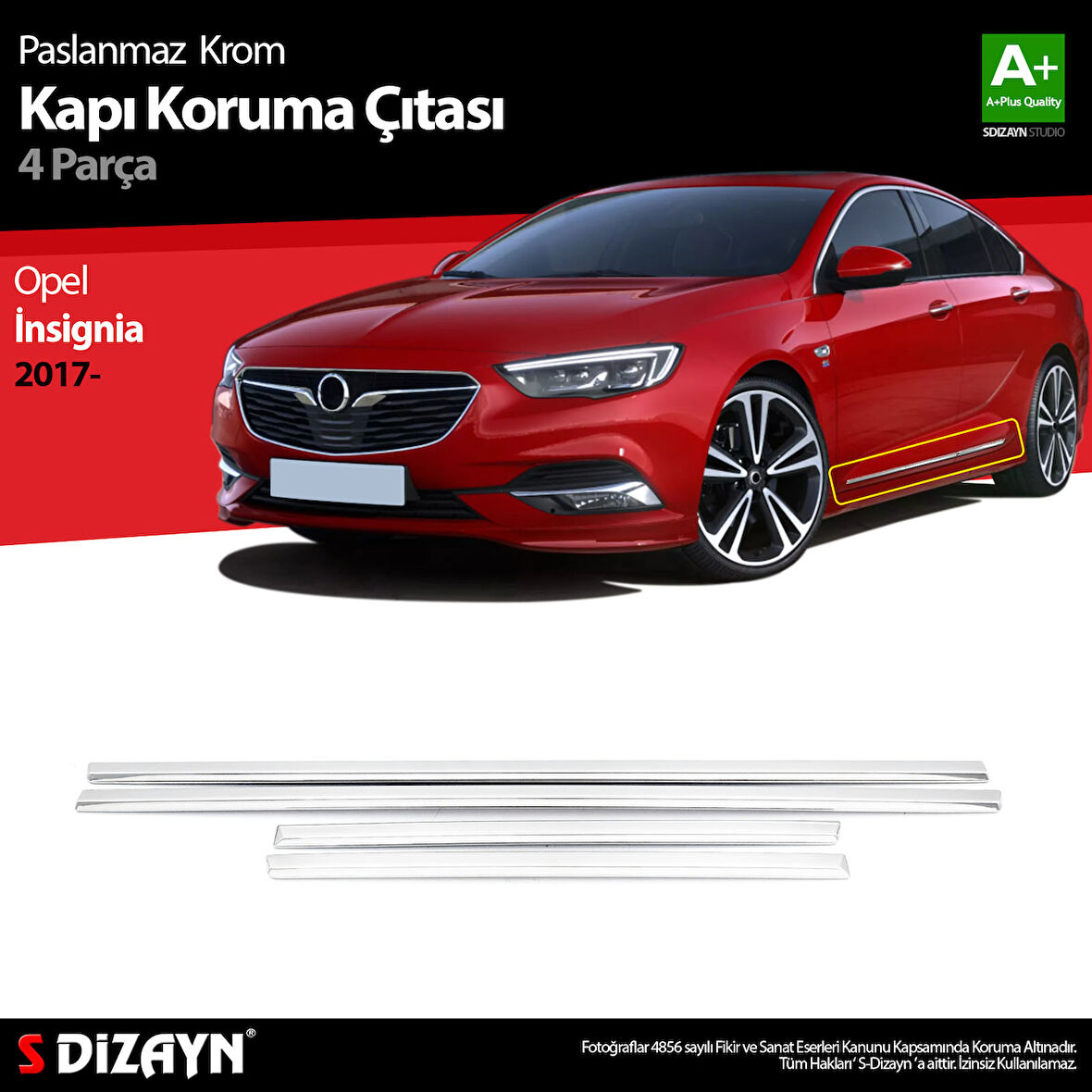 S-Dizayn Opel İnsignia Krom Kapı Koruma Çıtası 4 Prç. 2017-2022