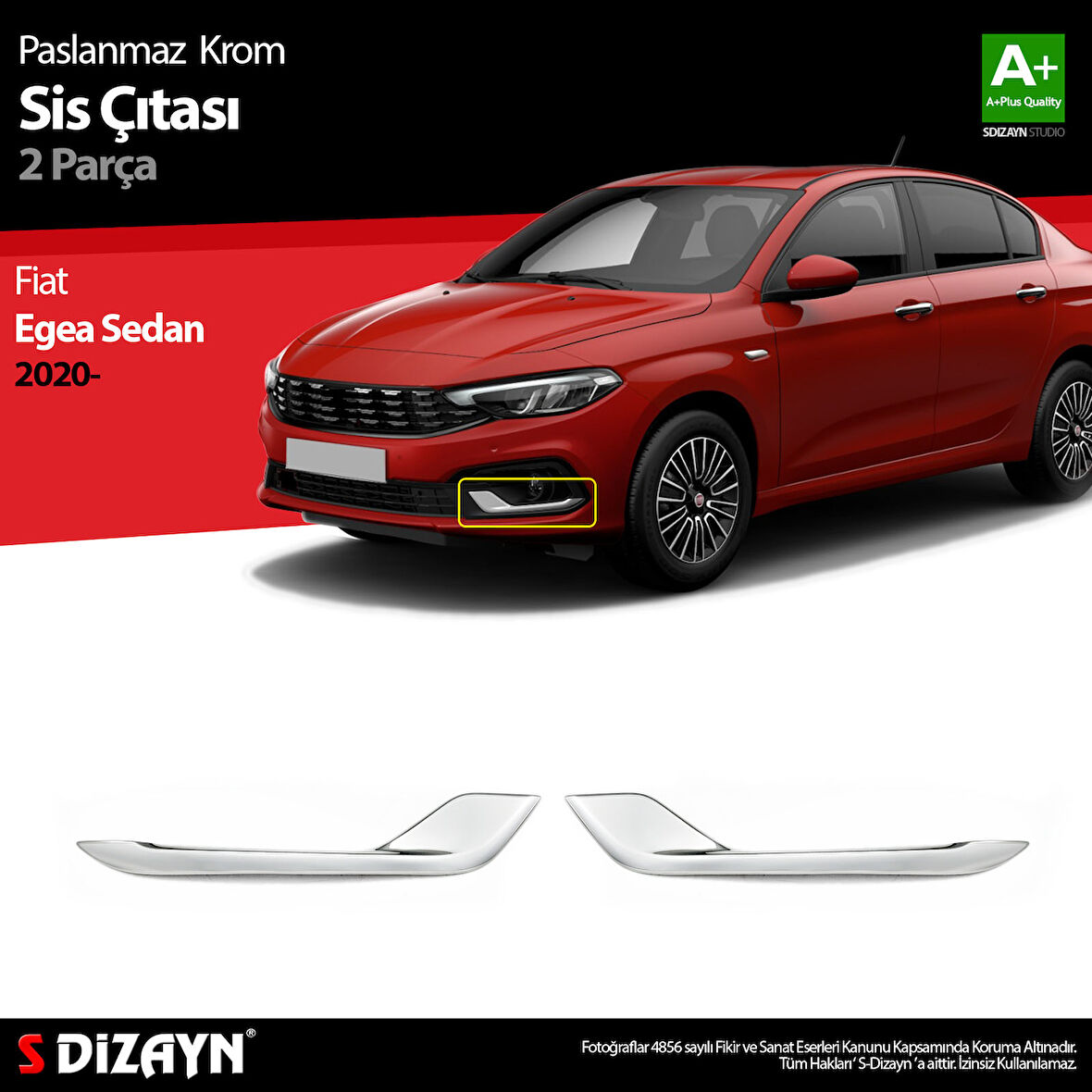 S-Dizayn Fiat Egea Sedan Krom Sis Çıtası 2 Prç. 2020 Üzeri