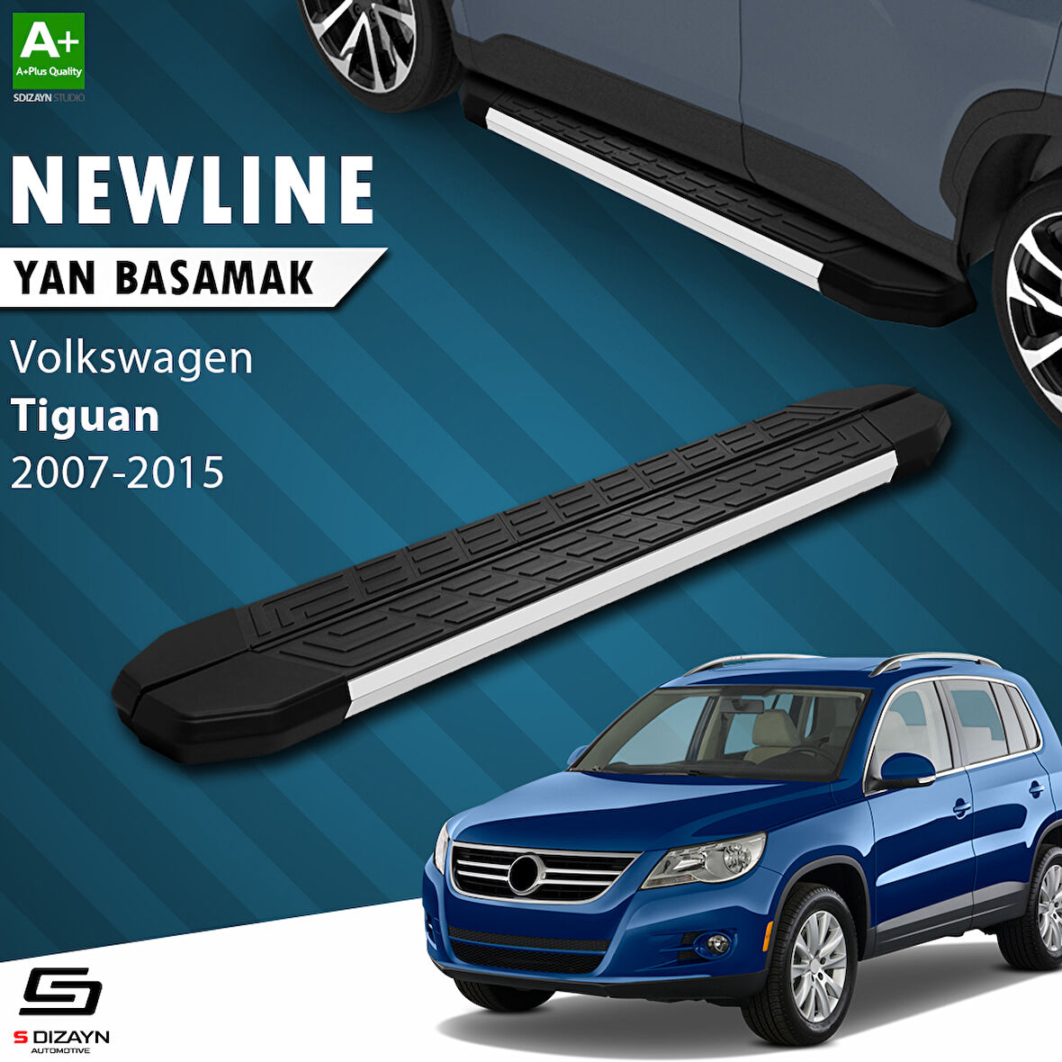 S-Dizayn VW Tiguan NewLine Aluminyum Yan Basamak 173 Cm 2007-2015 A+ Kalite