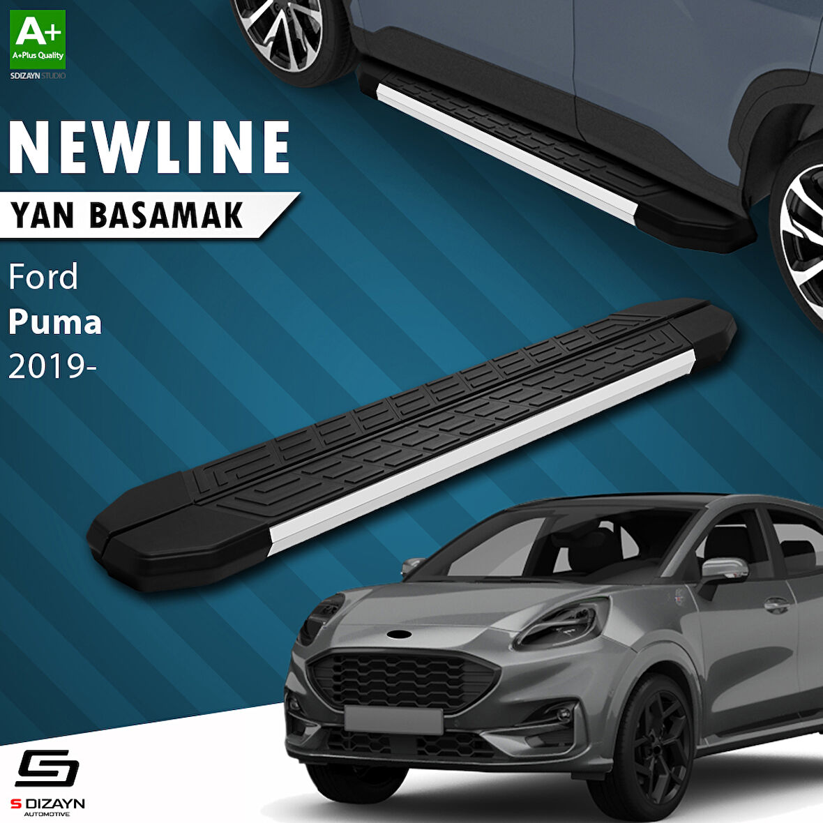 S-Dizayn Ford Puma NewLine Aluminyum Yan Basamak 173 Cm 2019 Üzeri A+ Kalite