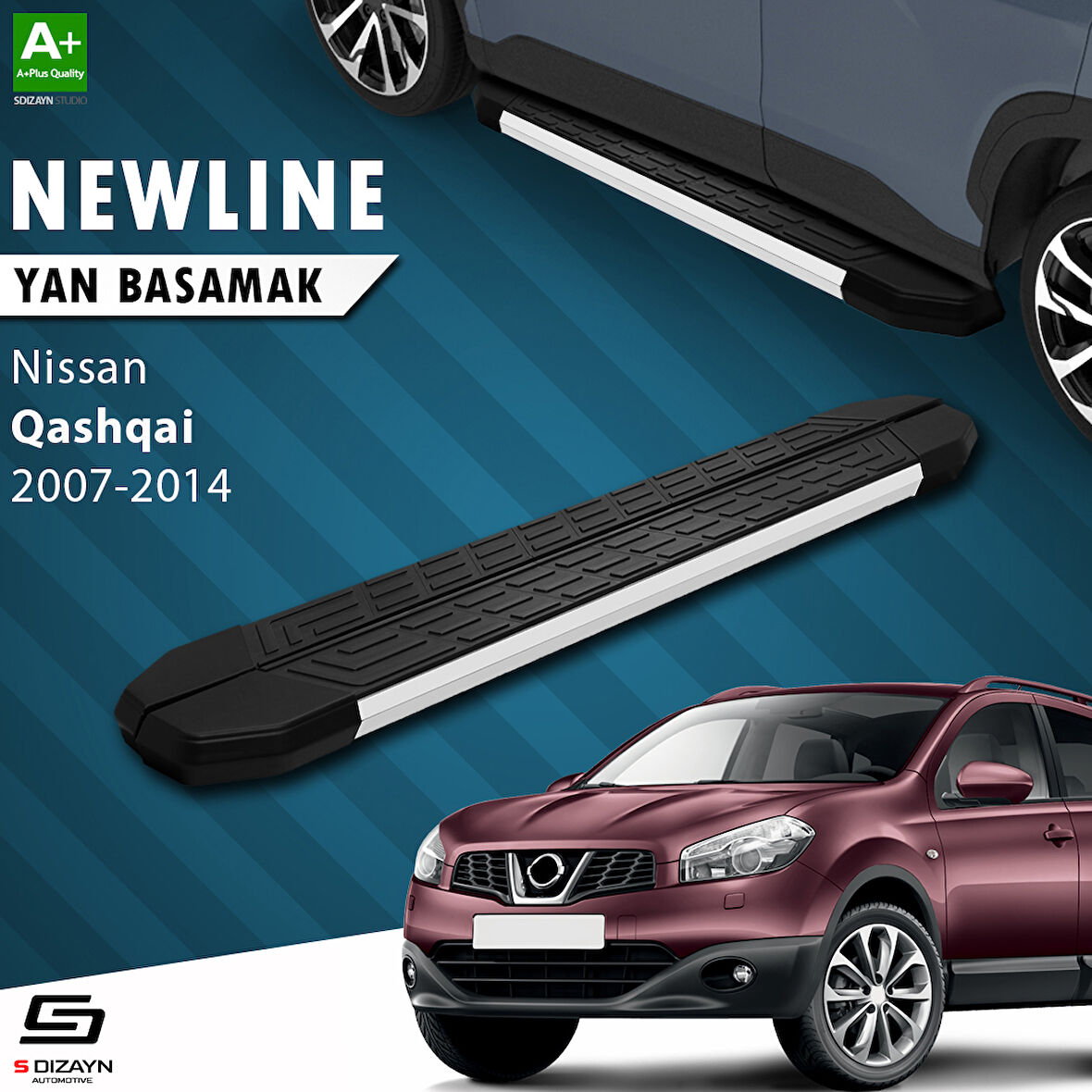 S-Dizayn Nissan Qashqai NewLine Aluminyum Yan Basamak 173 Cm 2007-2014 A+ Kalite