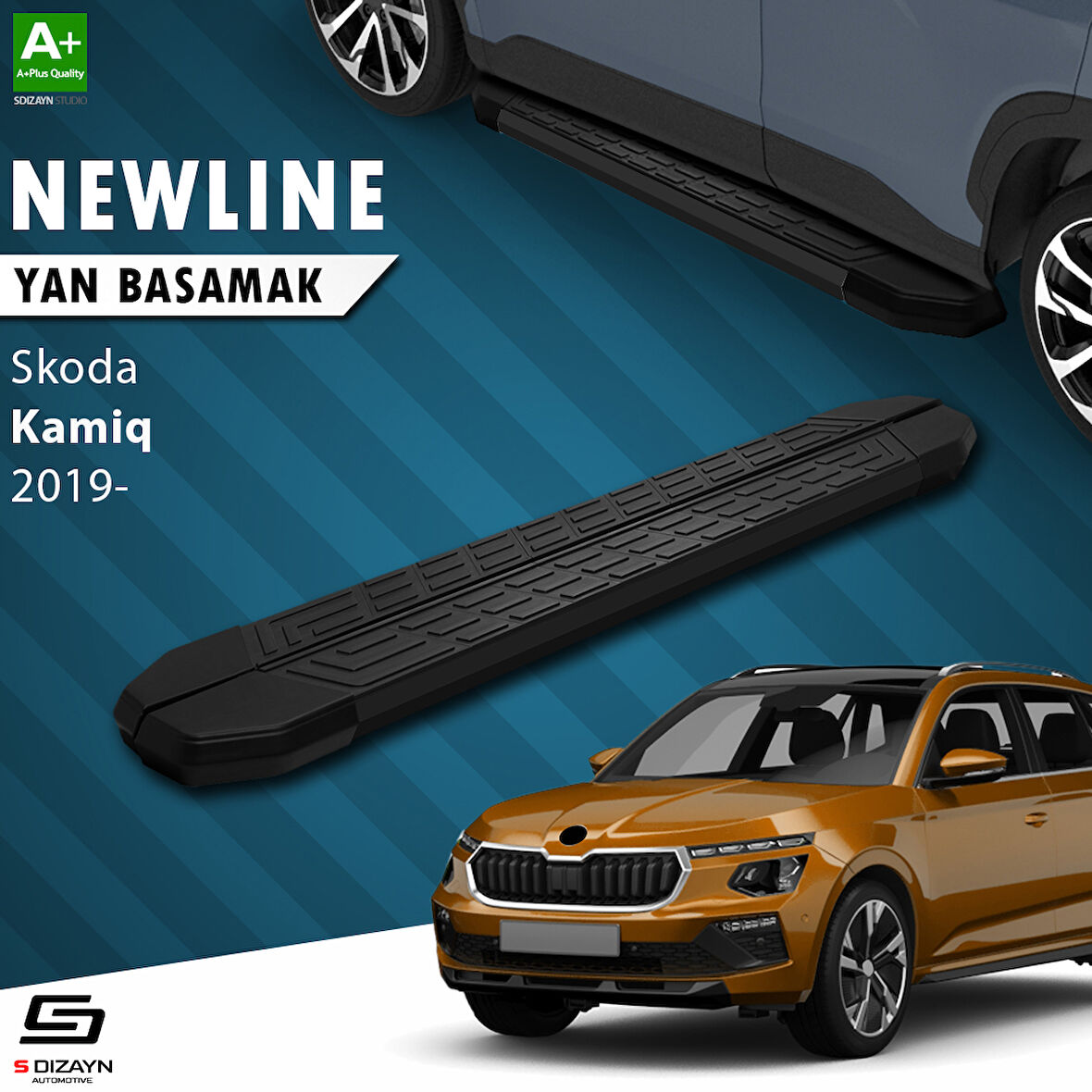 S-Dizayn Skoda Kamiq NewLine Siyah Yan Basamak 183 Cm 2019 Üzeri A+ Kalite