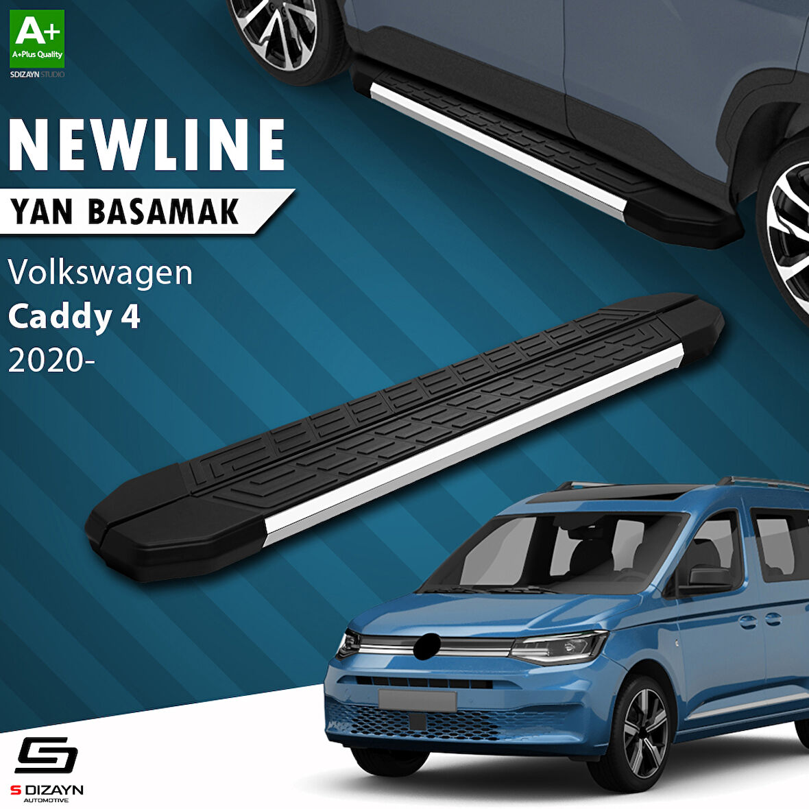 S-Dizayn VW Caddy 4 NewLine Krom Yan Basamak 193 Cm 2020 Üzeri A+ Kalite