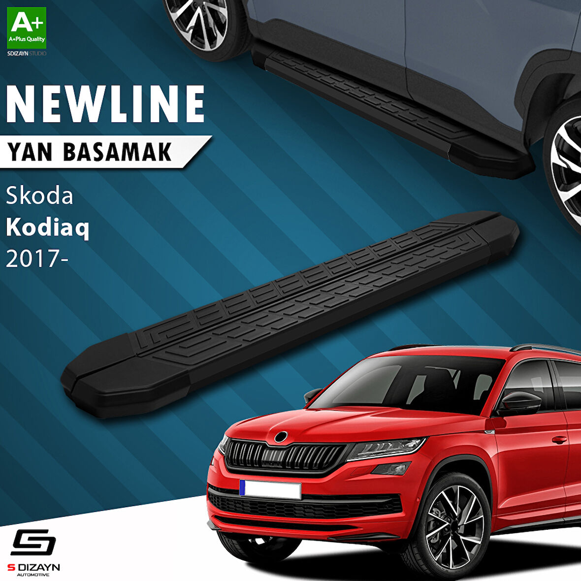 S-Dizayn Skoda Kodiaq NewLine Siyah Yan Basamak 193 Cm 2017 Üzeri A+ Kalite