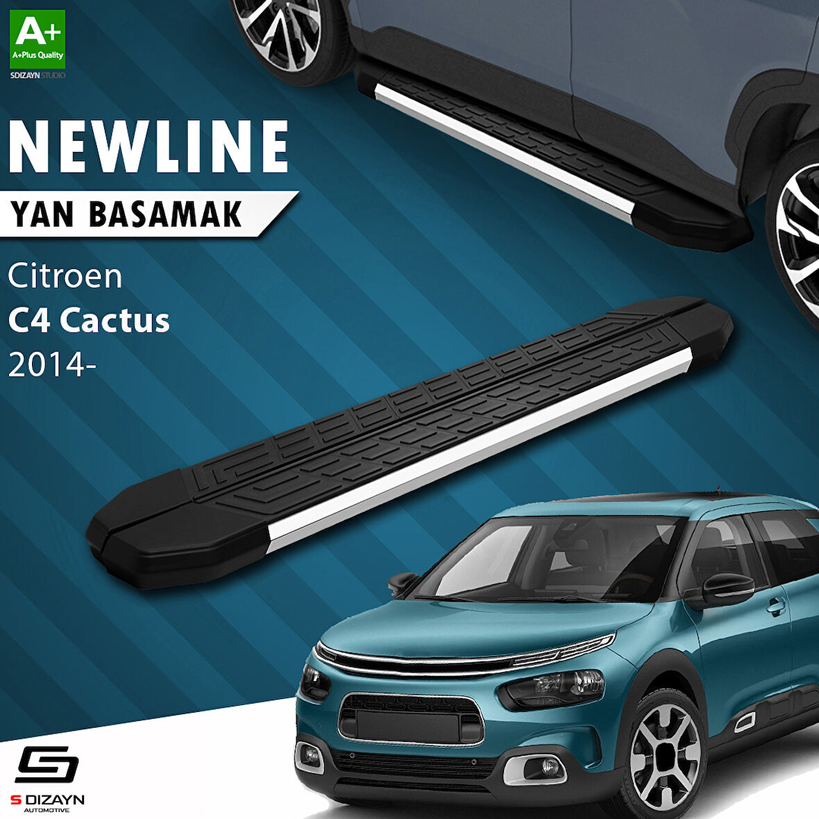 S-Dizayn Citroen C4 Cactus NewLine Krom Yan Basamak 183 Cm 2014 Üzeri A+ Kalite