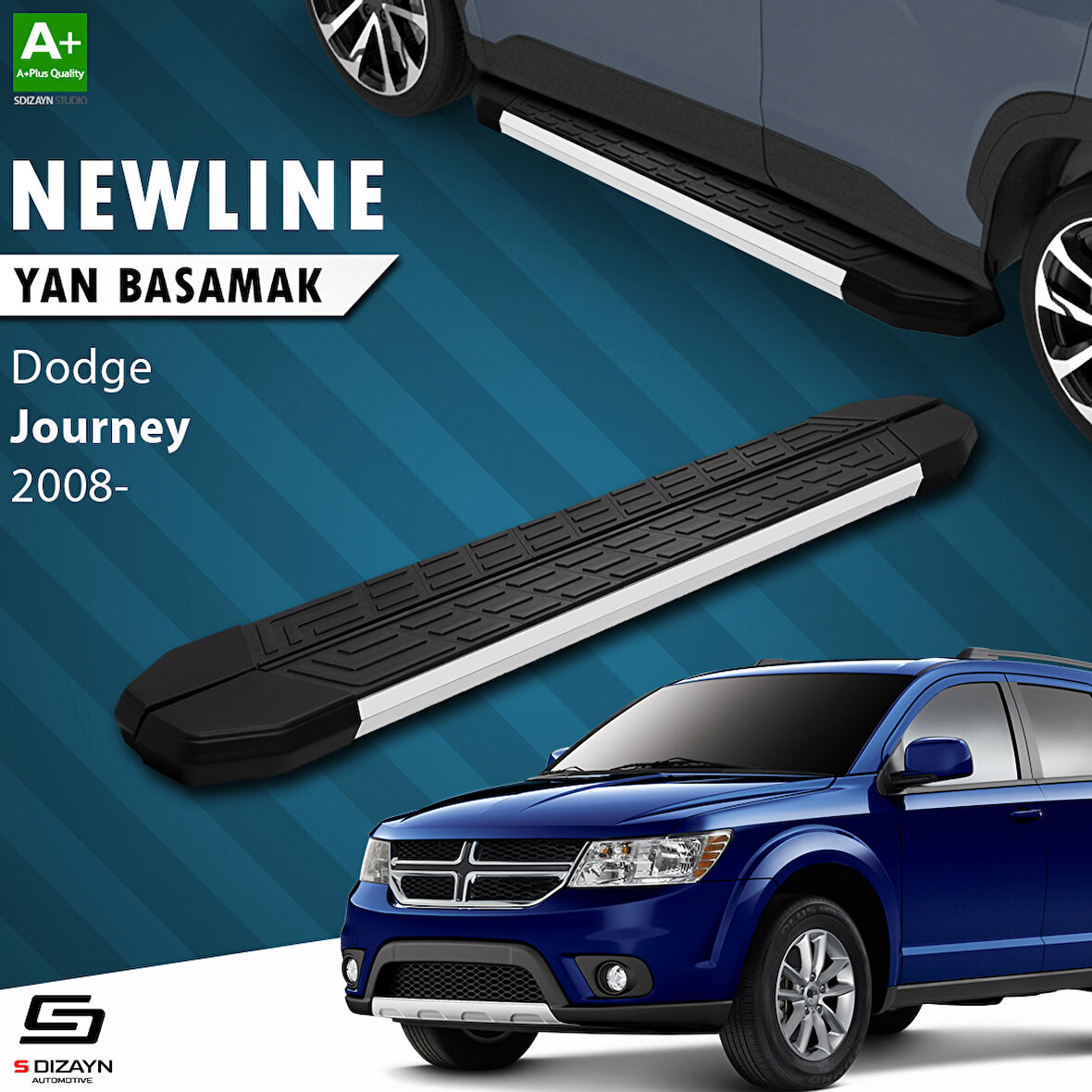 S-Dizayn Dodge Journey NewLine Aluminyum Yan Basamak 183 Cm 2008-2020 A+ Kalite