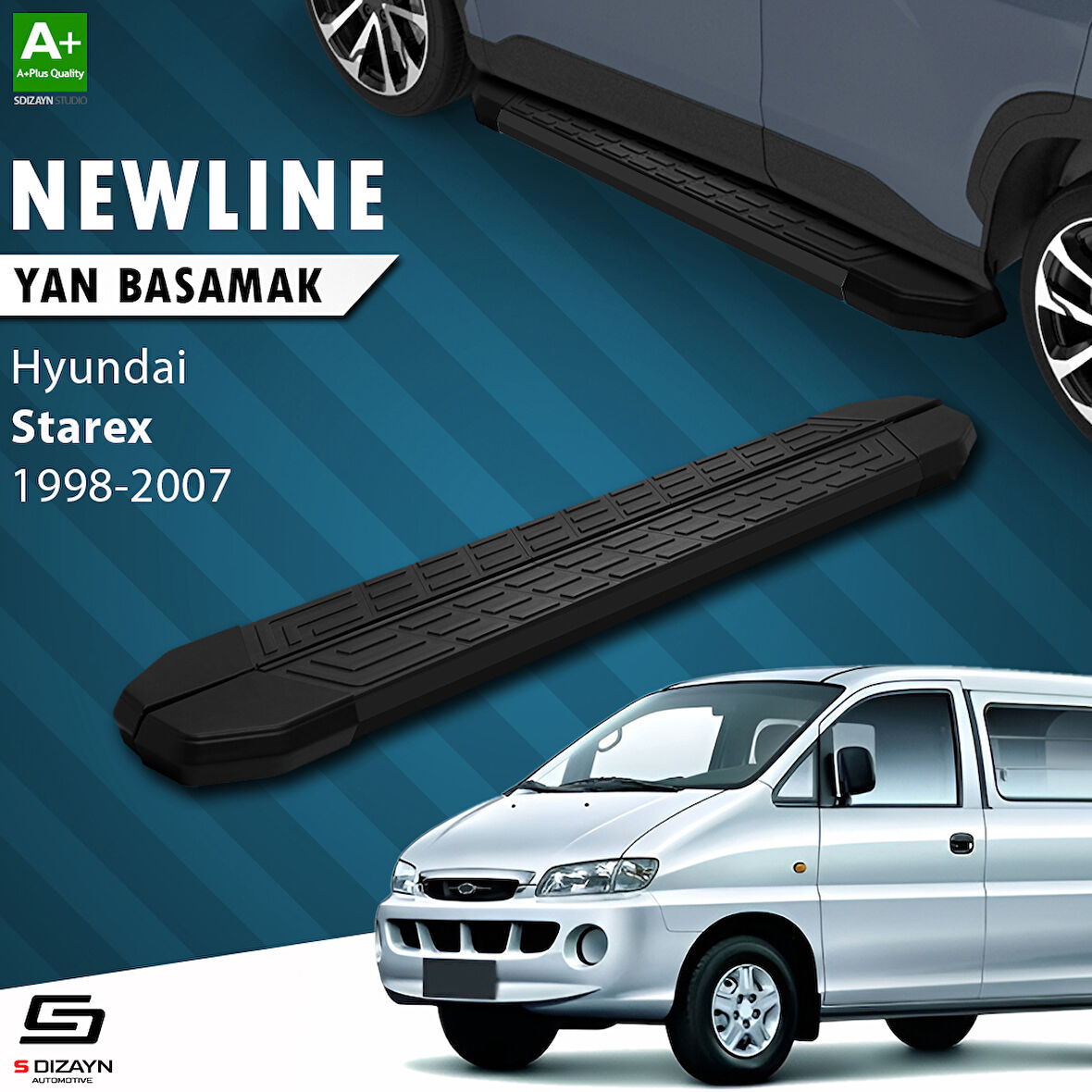 S-Dizayn Hyundai H-1 Starex NewLine Siyah Yan Basamak 193 Cm 1998-2007 A+ Kalite