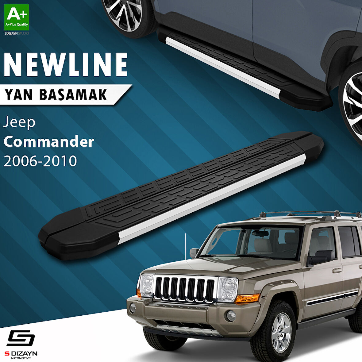 S-Dizayn Jeep Commander NewLine Aluminyum Yan Basamak 173 Cm 2006-2010 A+ Kalite
