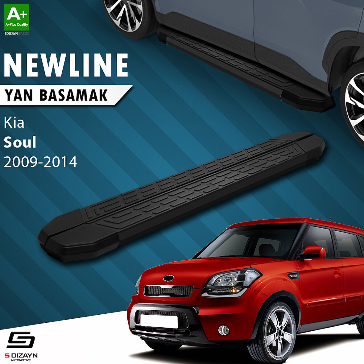 S-Dizayn Kia Soul NewLine Siyah Yan Basamak 173 Cm 2009-2014 A+ Kalite