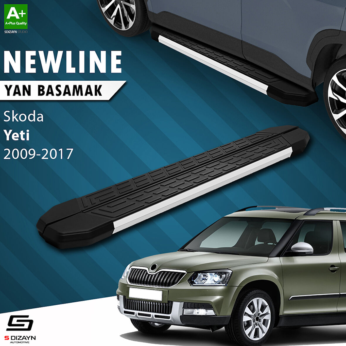 S-Dizayn Skoda Yeti NewLine Aluminyum Yan Basamak 173 Cm 2009-2017 A+ Kalite