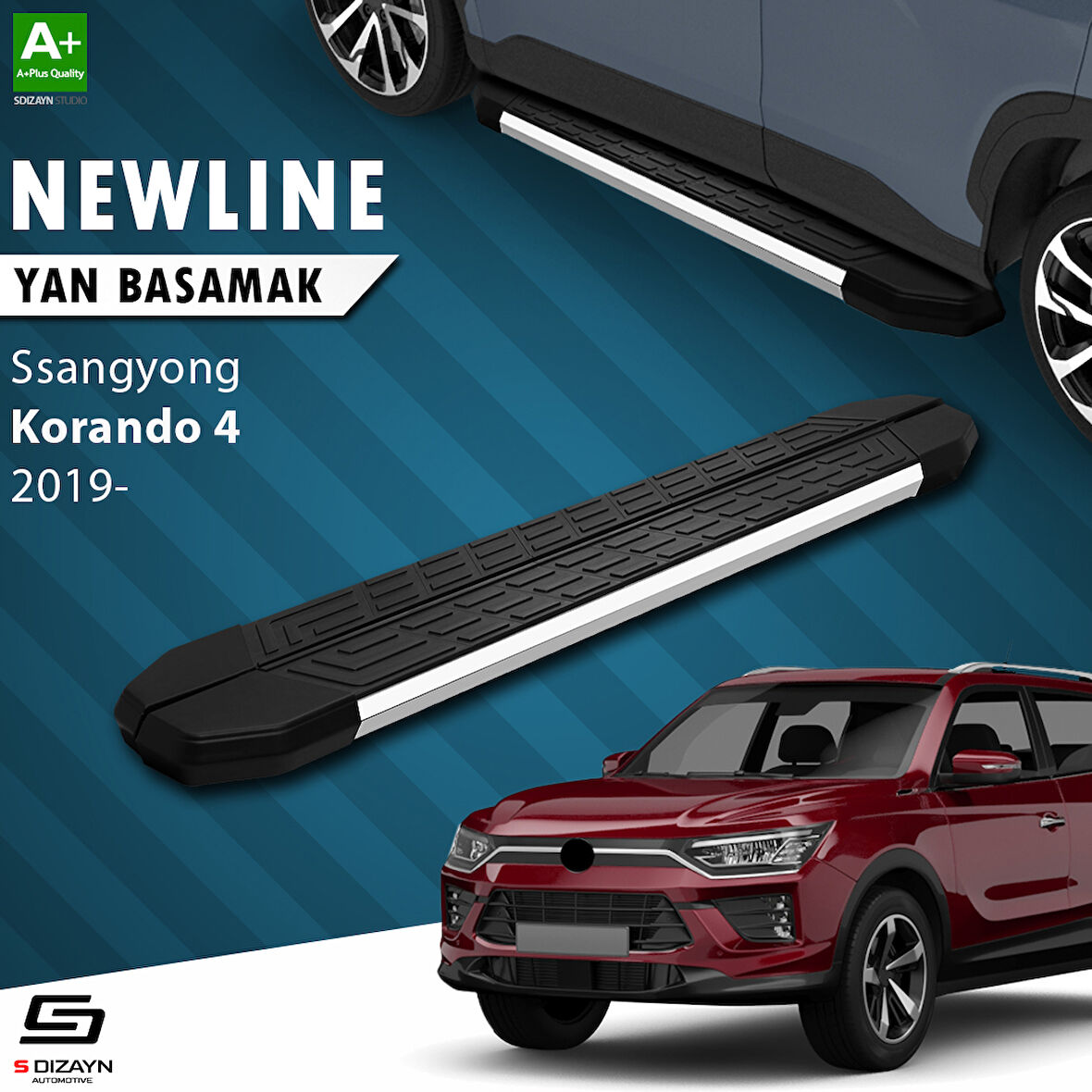 S-Dizayn Ssangyong Korando NewLine Krom Yan Basamak 183 Cm 2019 Üzeri A+ Kalite