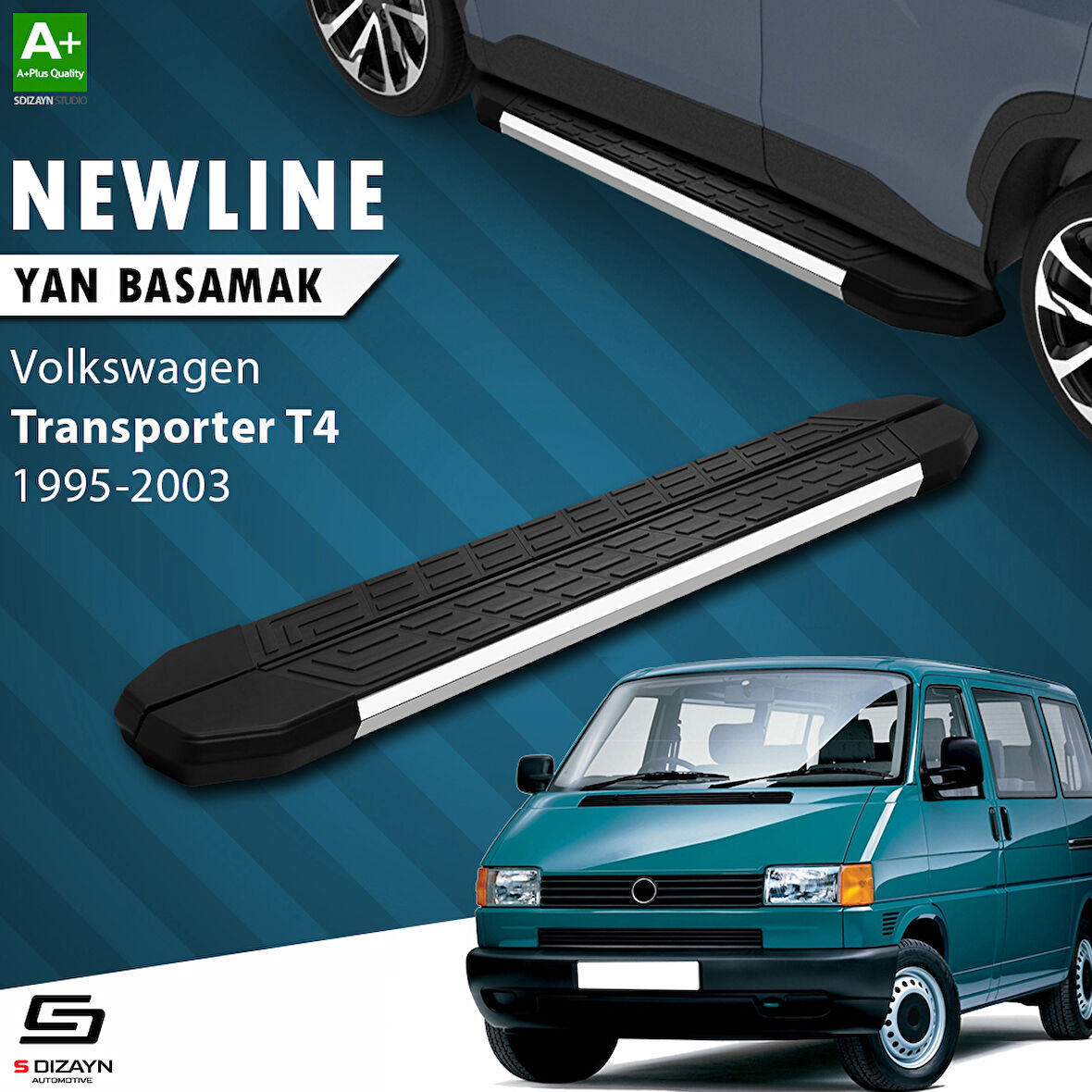 S-Dizayn VW Transporter T4 Kısa Şase NewLine Krom Yan Basamak 213 Cm 1995-2003 A+ Kalite