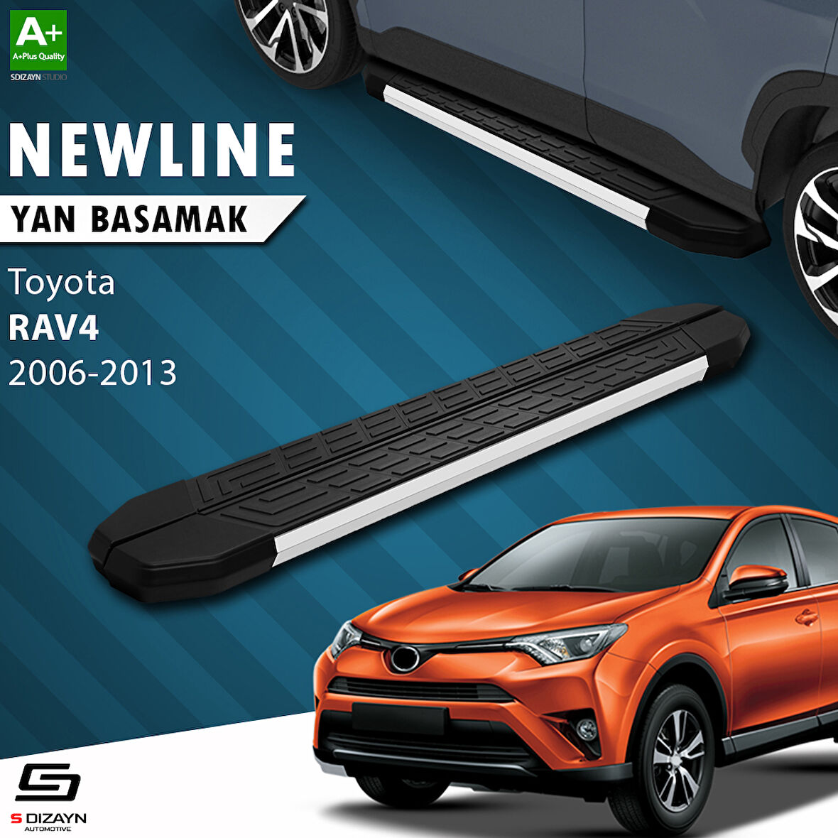 S-Dizayn Toyota Rav 4 3 NewLine Aluminyum Yan Basamak 163 Cm 2006-2013 A+ Kalite