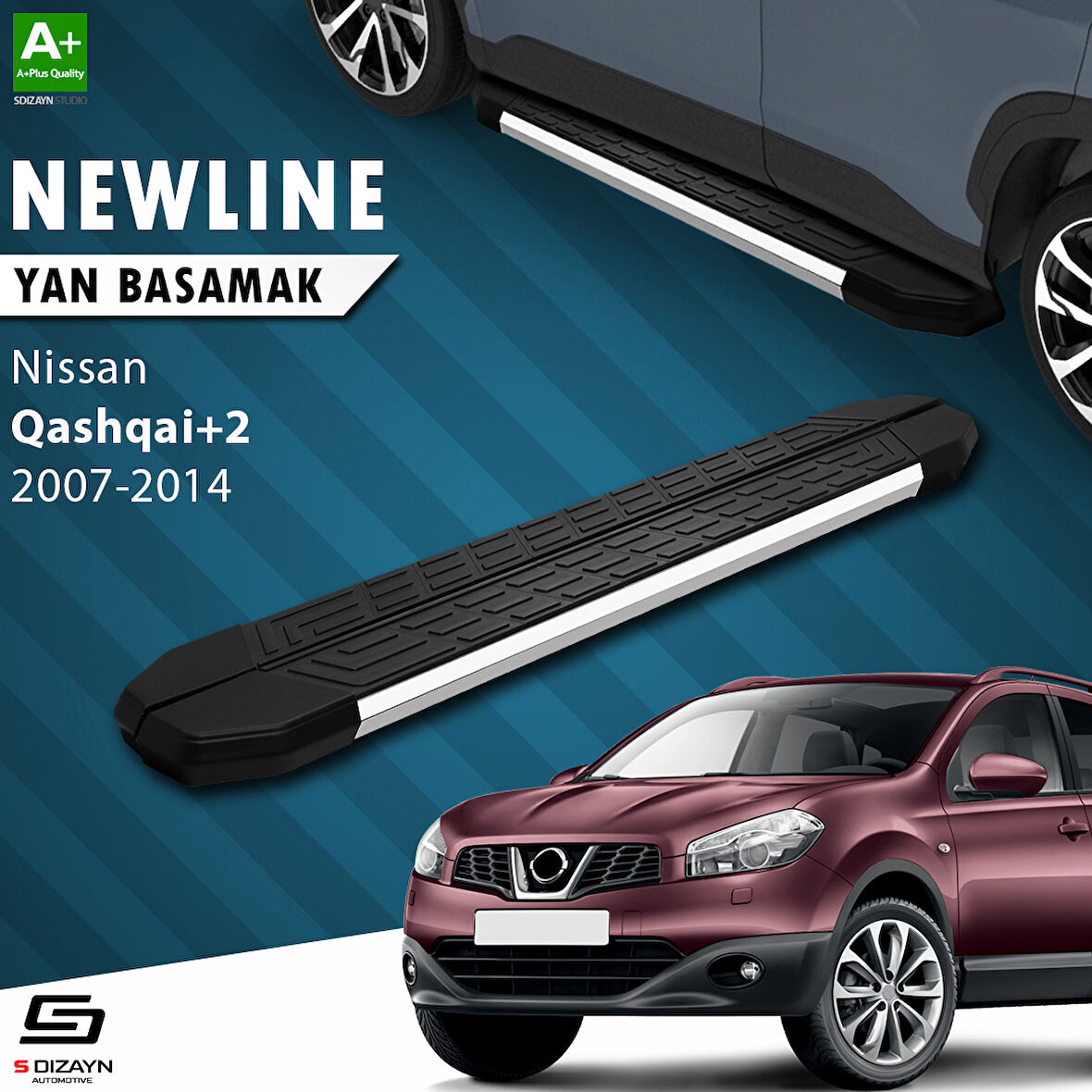 S-Dizayn Nissan Qashqai +2 NewLine Krom Yan Basamak 183 Cm 2007-2014 A+ Kalite