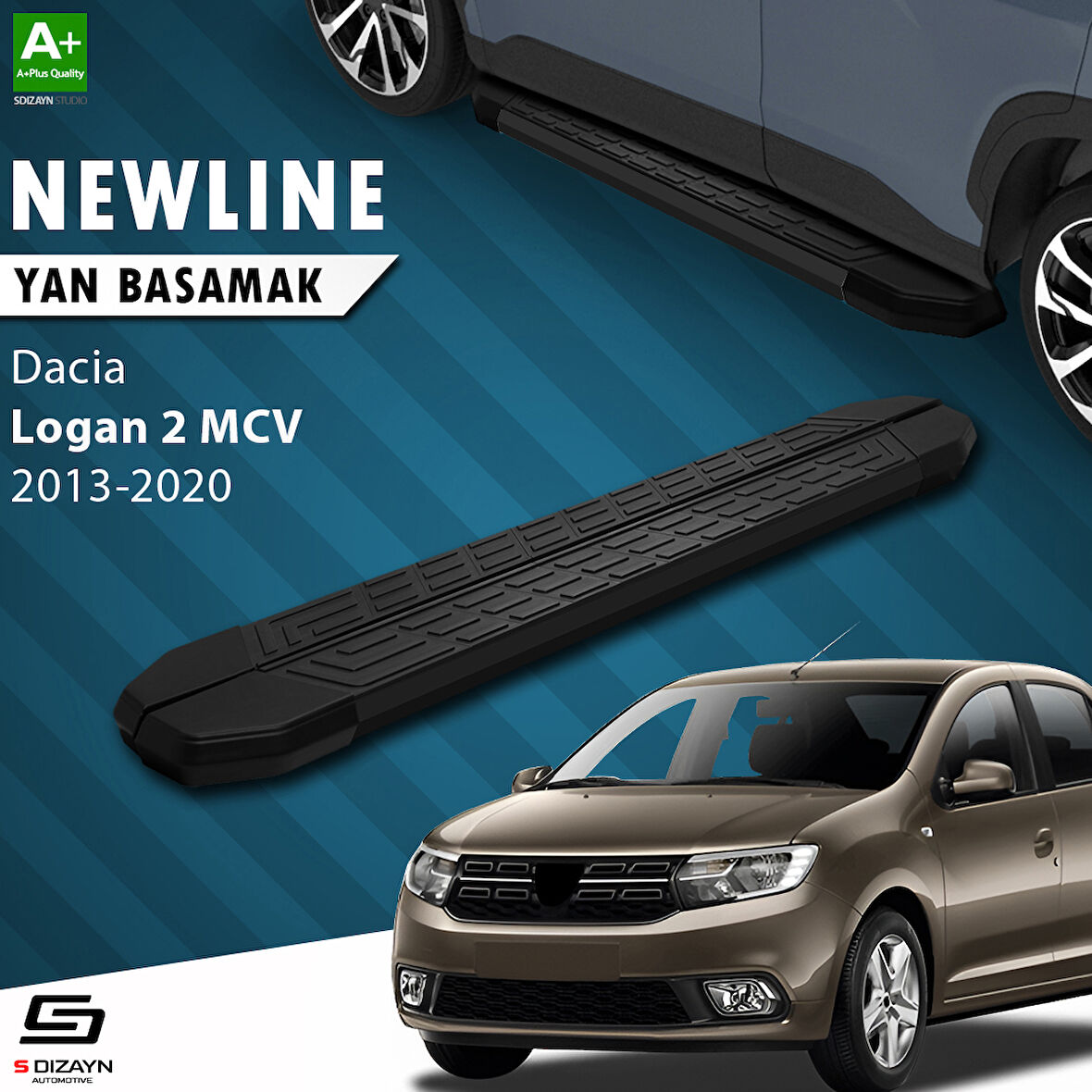 S-Dizayn Dacia Logan 2 MCV NewLine Siyah Yan Basamak 183 Cm 2013-2020 A+ Kalite