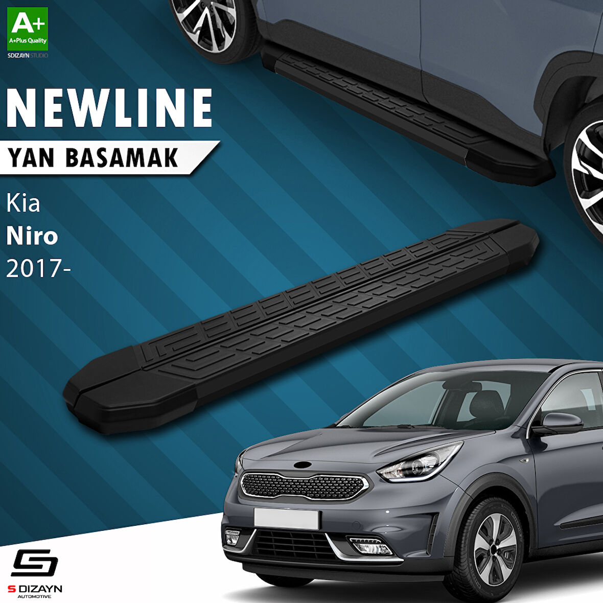 S-Dizayn Kia Niro NewLine Siyah Yan Basamak 183 Cm 2017 Üzeri A+ Kalite