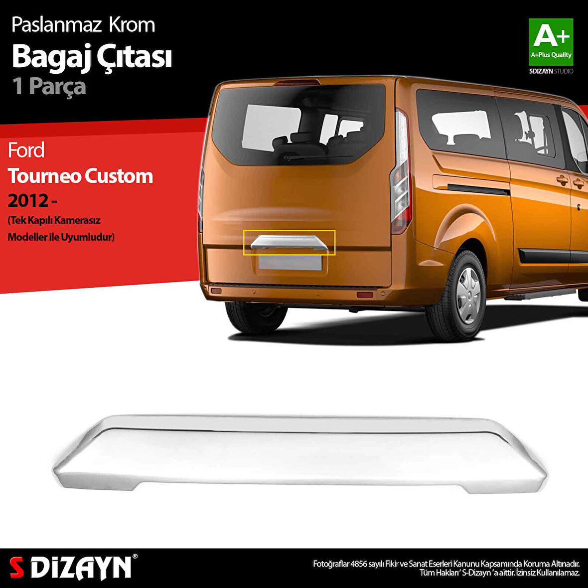 S-Dizayn Ford Tourneo Custom Krom Bagaj Çıtası 2012-2023 (Kamerasız)