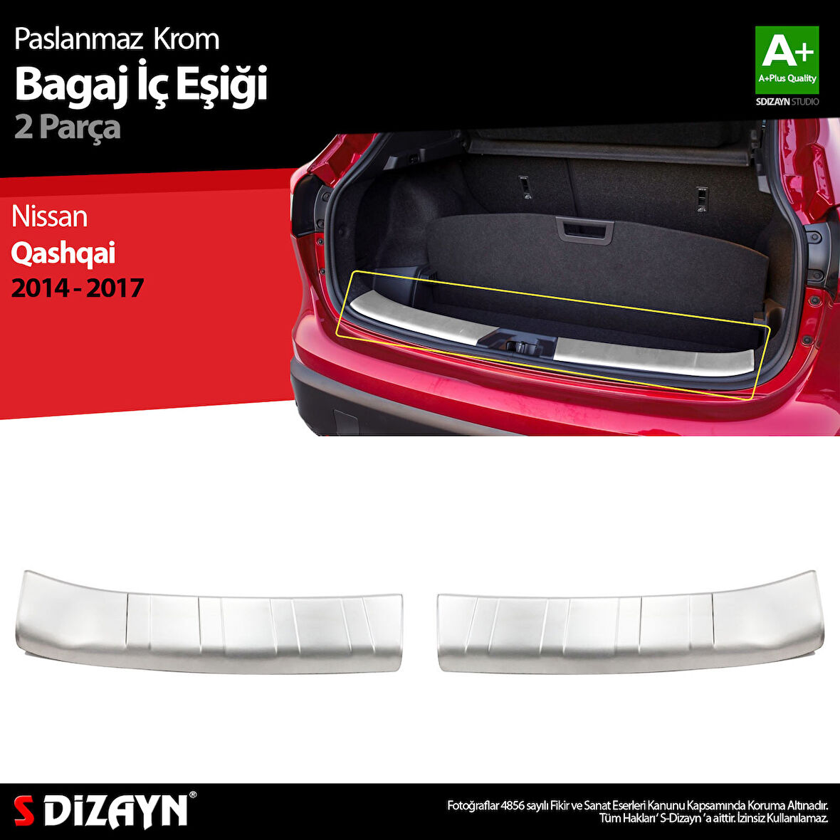S-Dizayn Nissan Qashqai 2 Krom Bagaj İç Eşiği 2014-2017