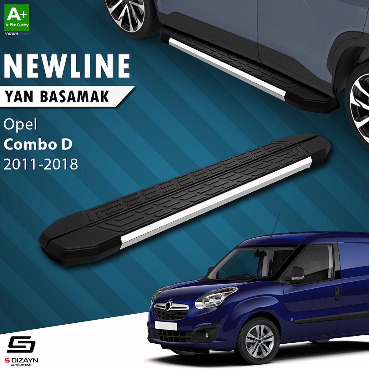 S-Dizayn Opel Combo D Uzun Şase NewLine Krom Yan Basamak 229 Cm 2011-2018 A+ Kalite