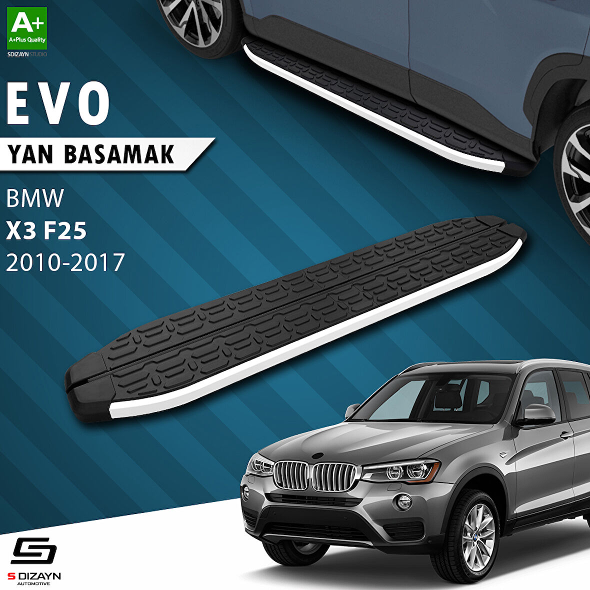 S-Dizayn Bmw X3 F25 Evo Aluminyum Yan Basamak 193 Cm 2010-2017 A+ Kalite