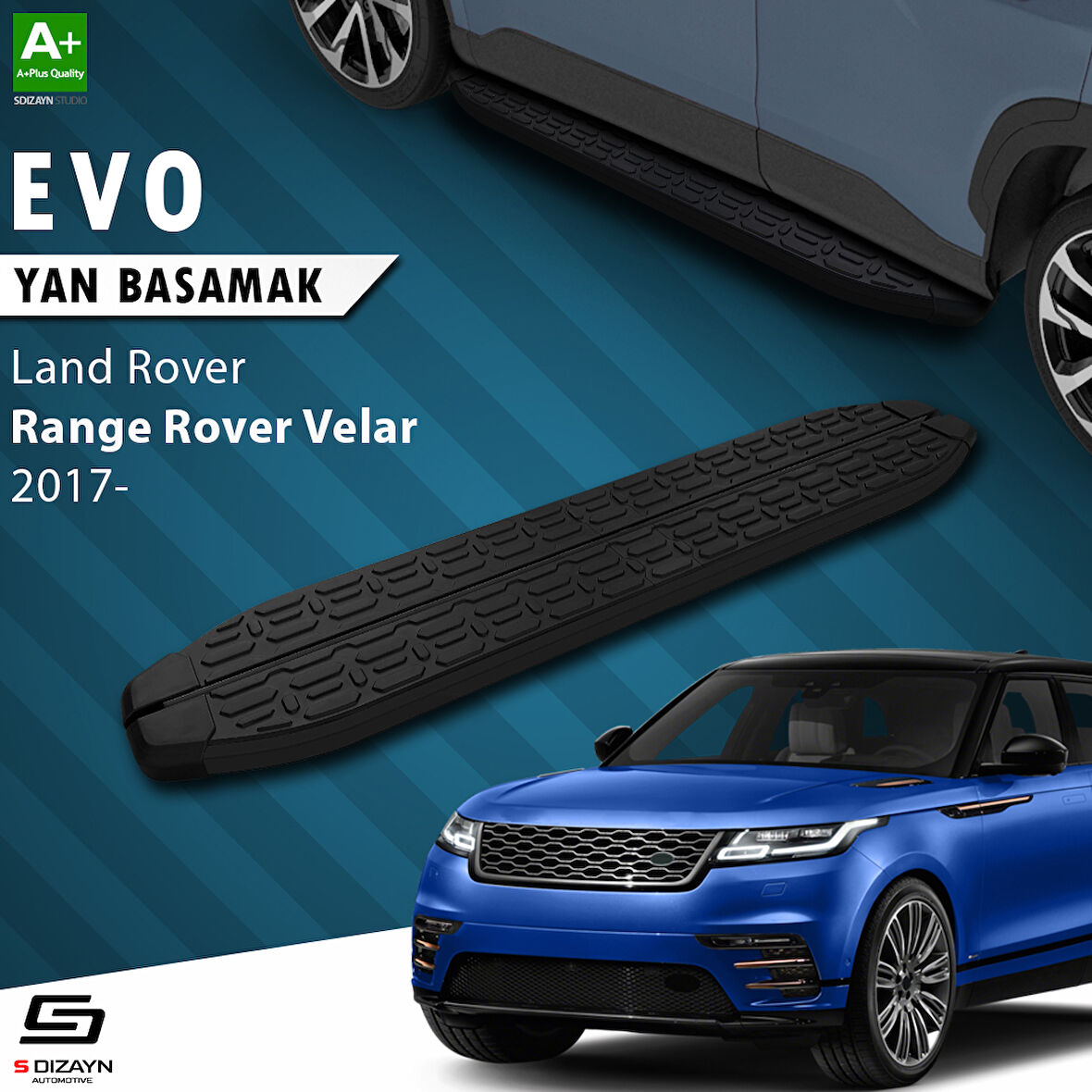 S-Dizayn Land Rover Range Rover Velar Evo Siyah Yan Basamak 193 Cm 2017 Üzeri A+ Kalite