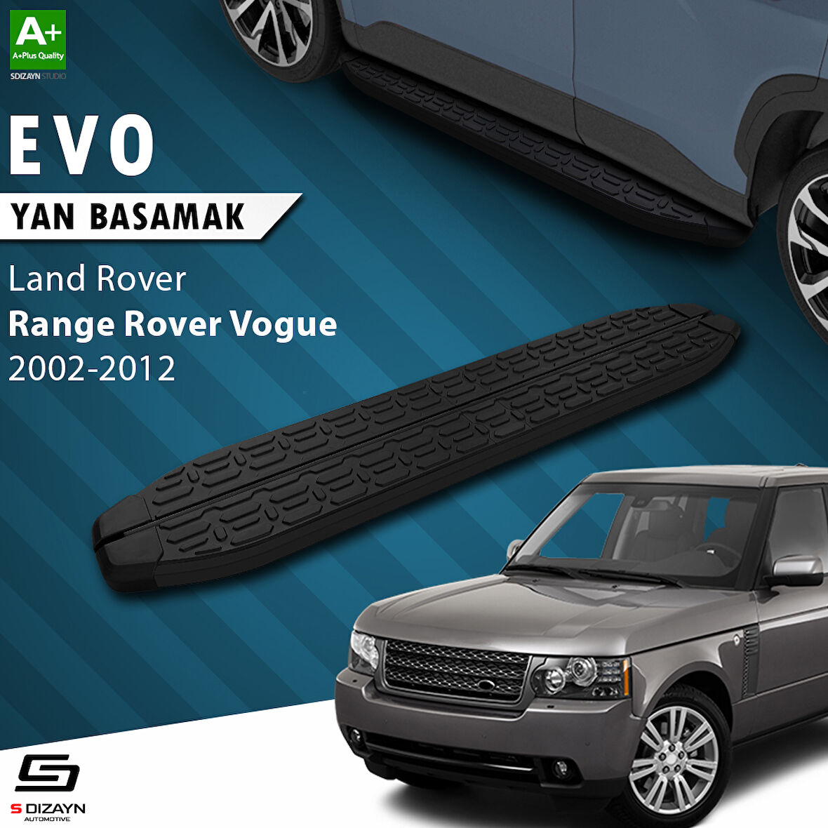 S-Dizayn Land Rover Rover Range Rover Vogue 2 Evo Siyah Yan Basamak 183 Cm 2002-2012 A+ Kalite