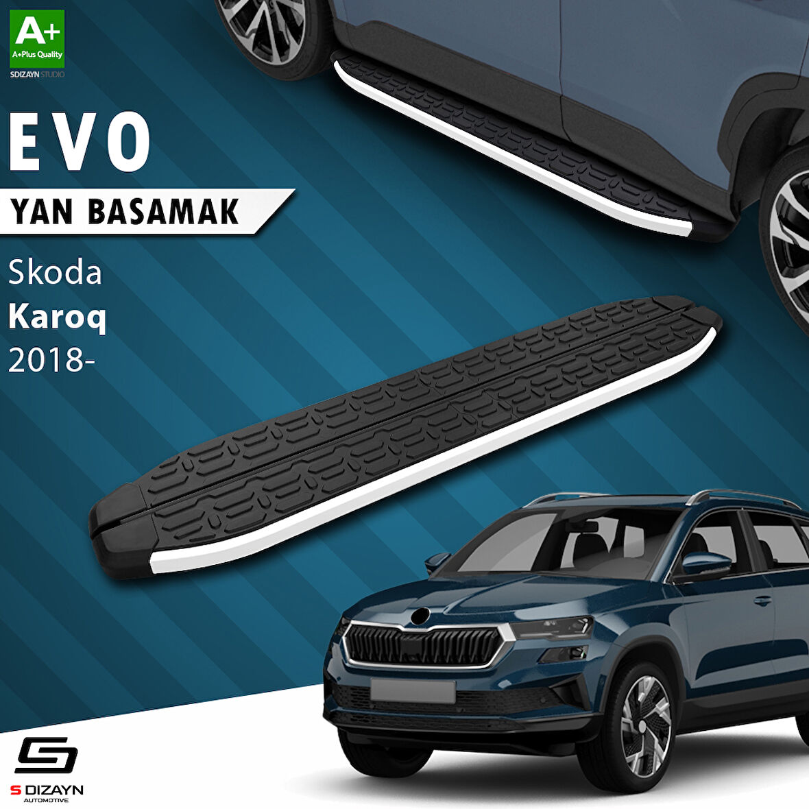 S-Dizayn Skoda Karoq Evo Aluminyum Yan Basamak 173 Cm 2018 Üzeri A+ Kalite
