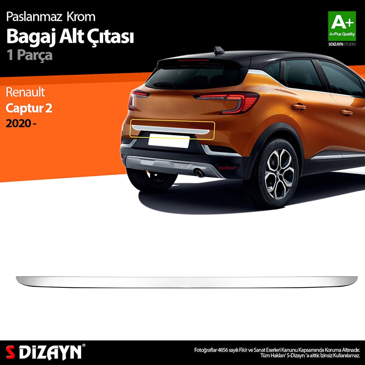 S-Dizayn Renault Captur 2 Krom Bagaj Alt Çıtası 2020 Üzeri