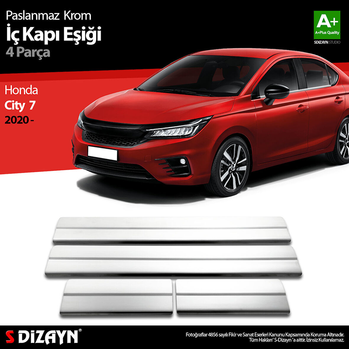 S-Dizayn Honda City Krom İç Kapı Eşiği 4 Prç. 2020 Üzeri