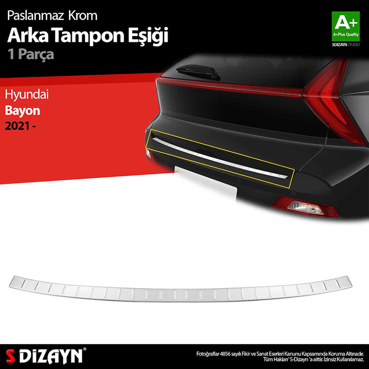 S-Dizayn Hyundai Bayon Krom Arka Tampon Eşiği 2021-2024