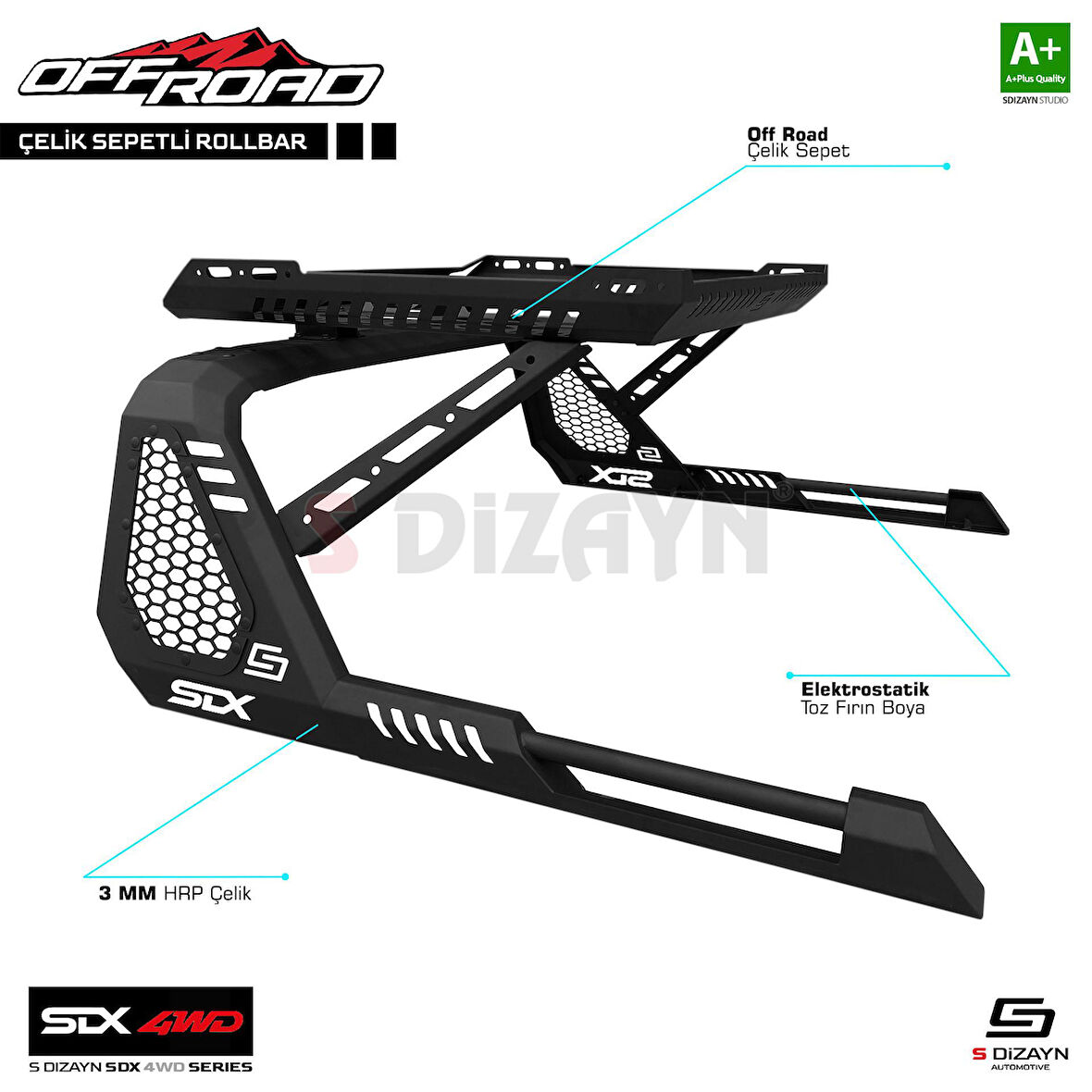 S-Dizayn SDX 4WD Off Road VW Amarok Sepetli Çelik Roll Bar V1 2010-2023