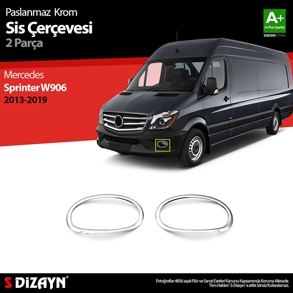 S-Dizayn Mercedes Sprinter W906 Krom Sis Çerçevesi 2 Prç. 2013-2018