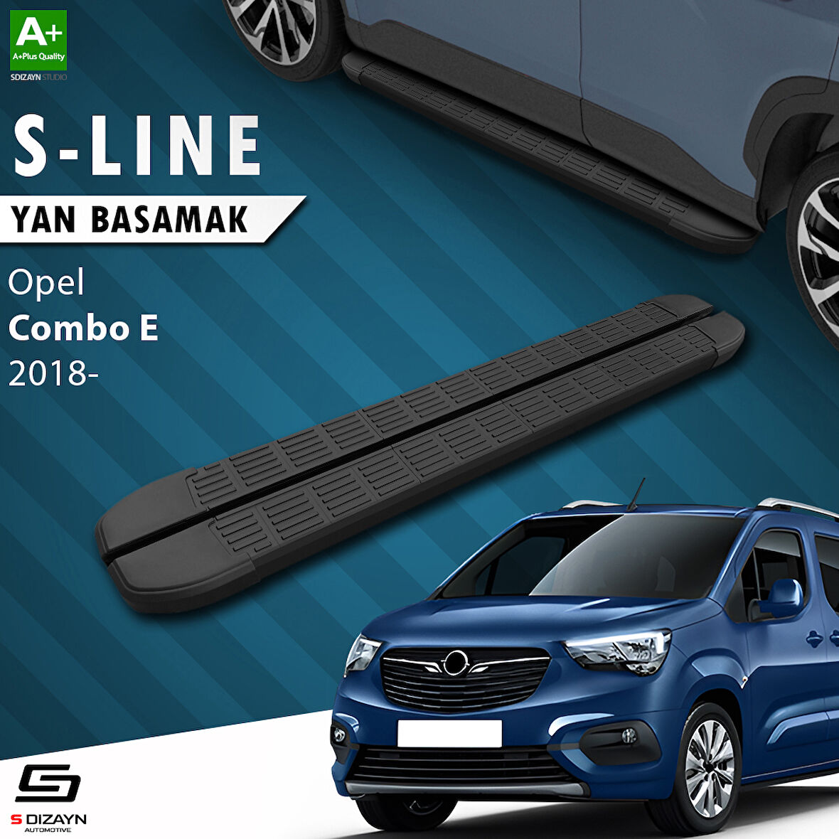S-Dizayn Opel Combo E Uzun Şase S-Line Siyah Yan Basamak 213 Cm 2018 Üzeri A+ Kalite