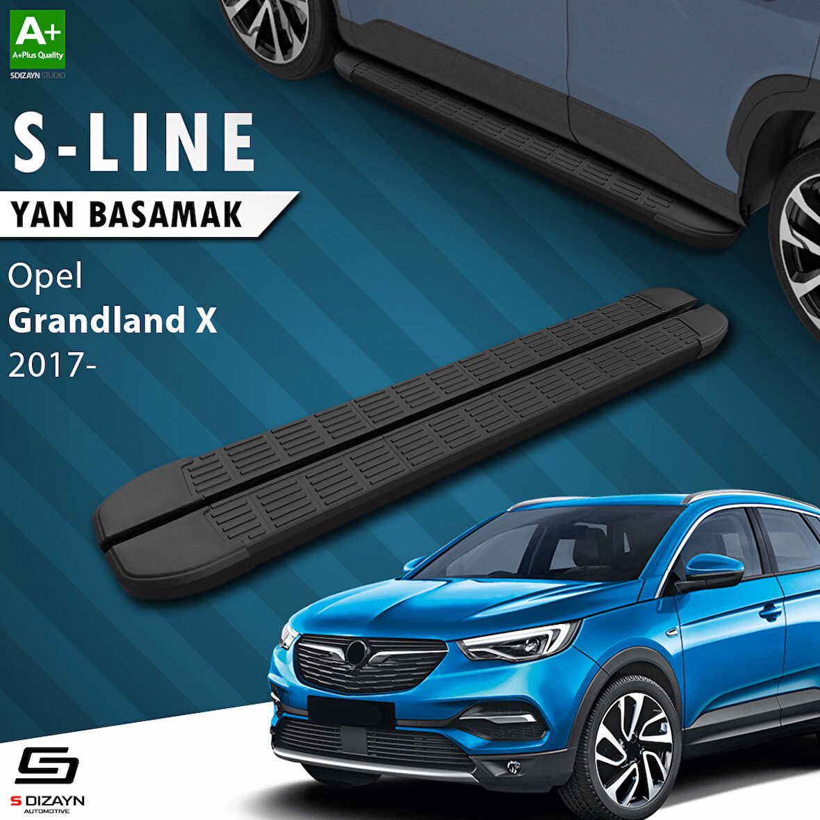 S-Dizayn Opel Grandland X S-Line Siyah Yan Basamak 183 Cm 2017-2024 A+ Kalite