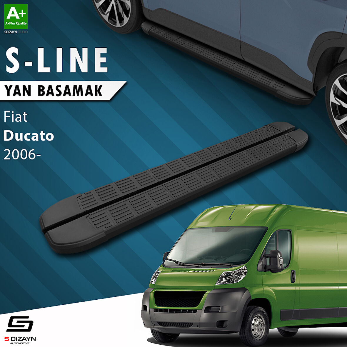 S-Dizayn Fiat Ducato 3 Kısa Şase S-Line Siyah Yan Basamak 203 Cm 2006 Üzeri A+ Kalite