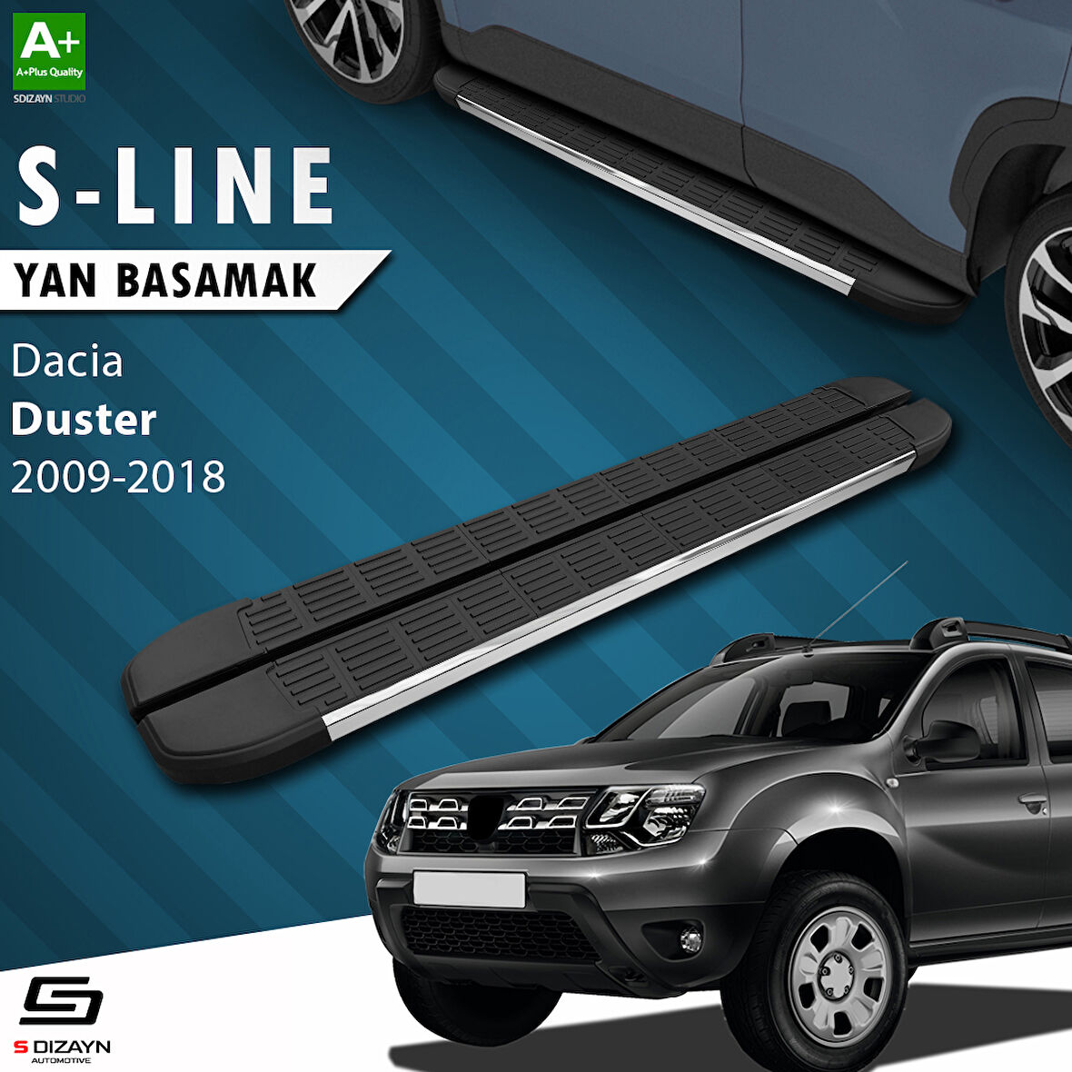 S-Dizayn Dacia Duster S-Line Krom Yan Basamak 173 Cm 2009-2018 A+ Kalite