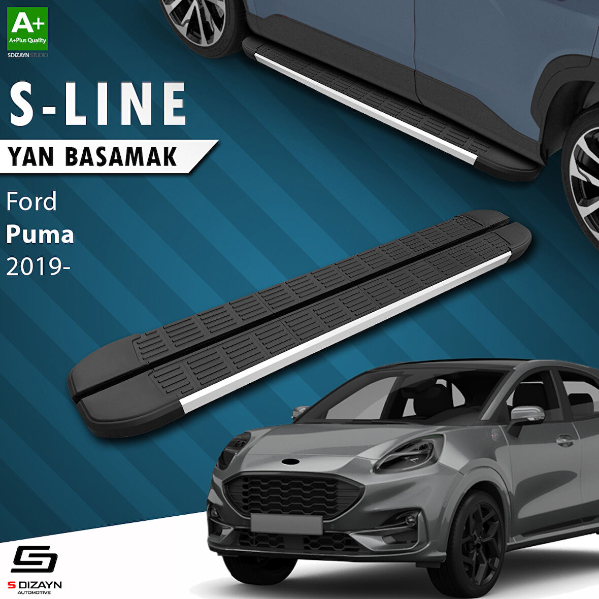 S-Dizayn Ford Puma S-Line Aluminyum Yan Basamak 173 Cm 2019 Üzeri A+ Kalite