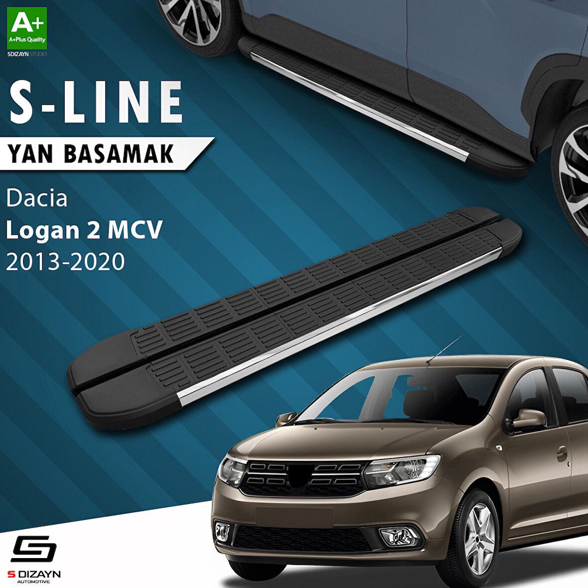 S-Dizayn Dacia Logan 2 MCV S-Line Krom Yan Basamak 183 Cm 2013-2020 A+ Kalite