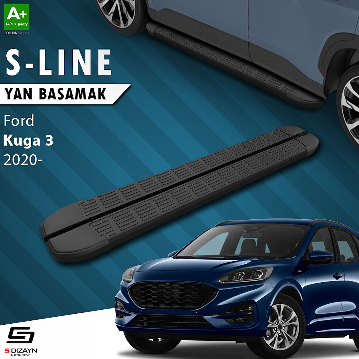 S-Dizayn Ford Kuga 3 S-Line Siyah Yan Basamak 183 Cm 2020 Üzeri A+ Kalite