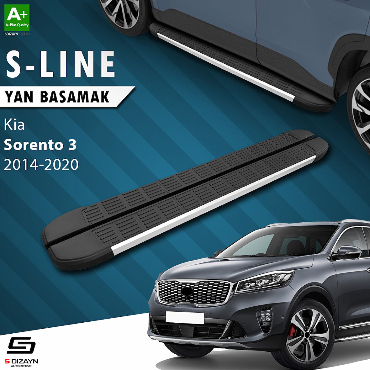 S-Dizayn Kia Sorento 3 S-Line Aluminyum Yan Basamak 183 Cm 2014-2020 A+ Kalite
